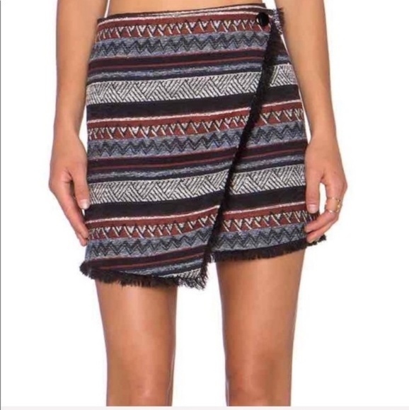 Sam Edelman Aztec Wrap Skirt Prairie Dream Fringe - Picture 1 of 5